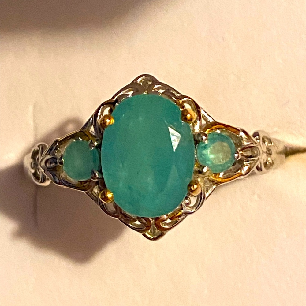 Grandidierite in Vermeil YG and Platinum over St-Silver Size 9- 2.15 ctw - Picture 1 of 6
